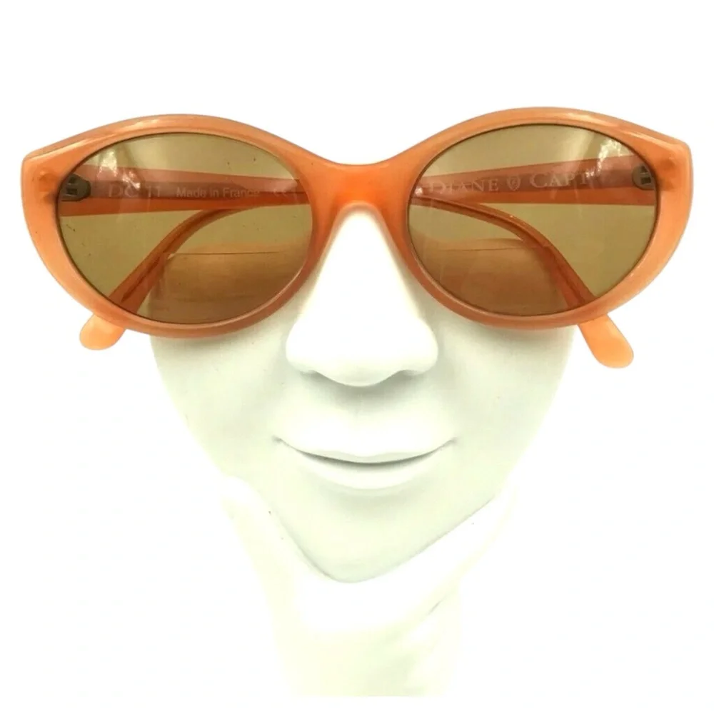 1990’s Vintage Diane Capt DC11 Orange Oval Eyeglasses/Sunglasses, Made in France